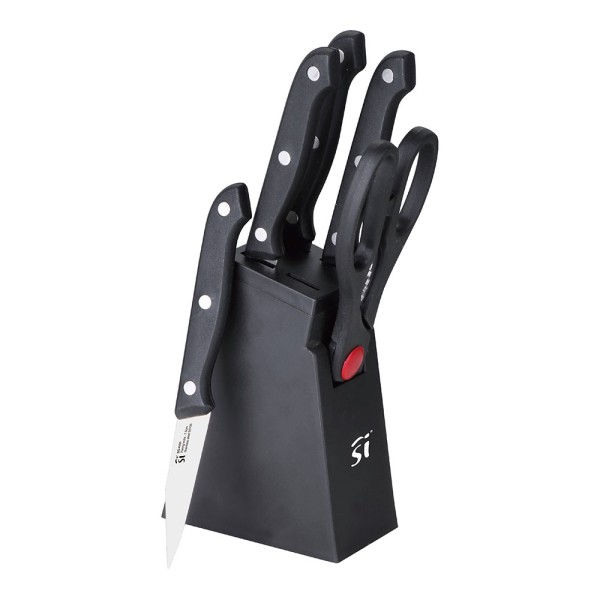 Juego de cuchillos 6 piezas + tacoma acero inox