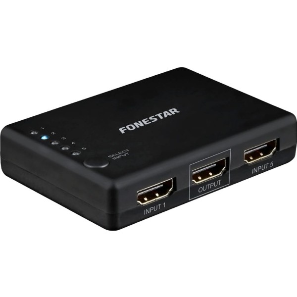 Fonestar fo-22sw51 negro / distribuidor amplificador hdmi 5 entradas a 1 salida